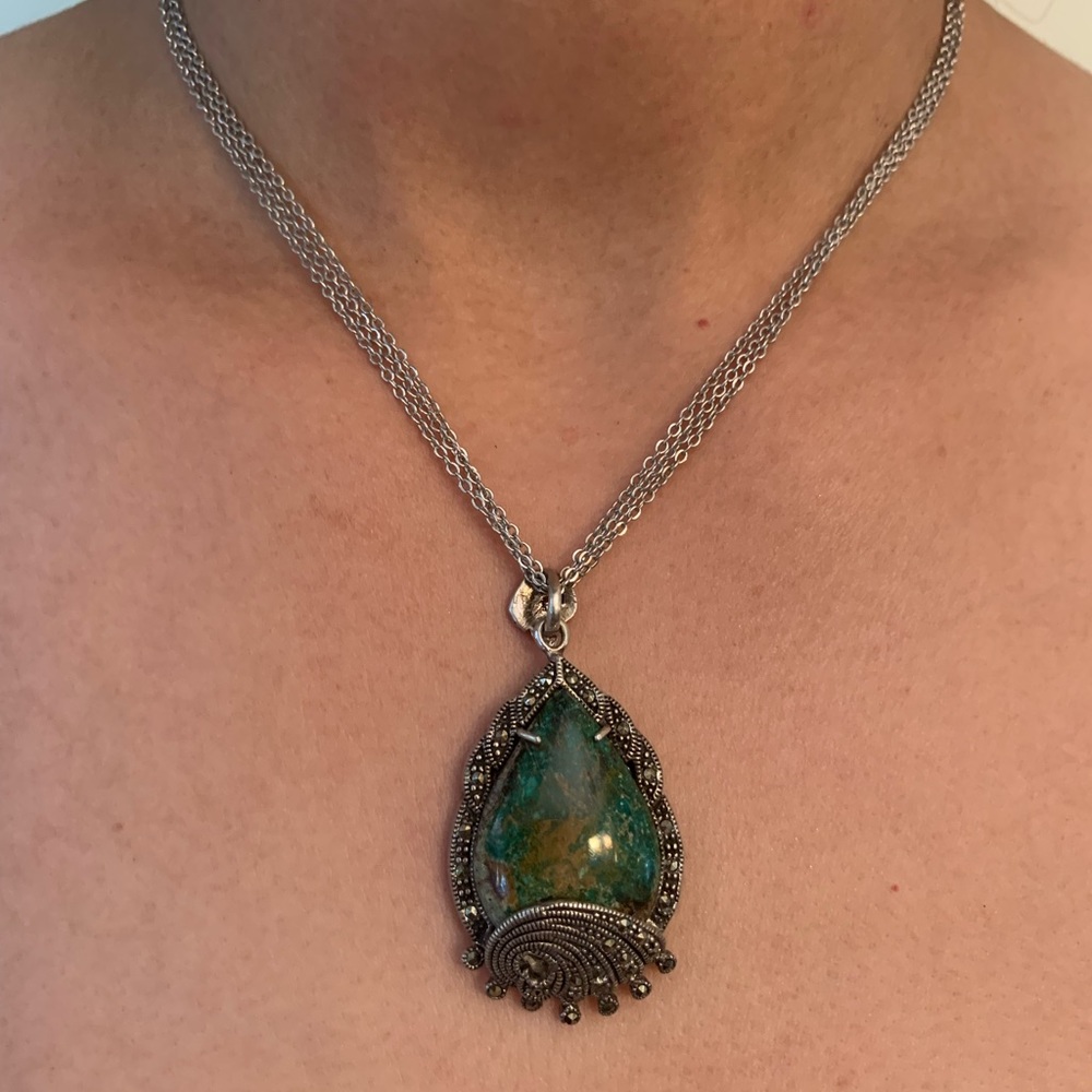 Vintage genuine  turquoise & silver 925necklaces . - Picture 3 of 9